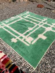 Green Moroccan Rug, Shag Custom Made Carpet, Berber 9x12 Area Rug