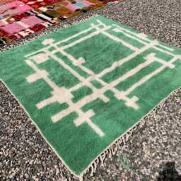 Green Moroccan Rug, Shag Custom Made Carpet, Berber 9x12 Area Rug - thumbnail 2