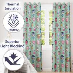 Cute Kawaii Graduation Student Art Supplies Seamless Pattern Readymade Eyelet Ring Top Thermal 100% Blackout Curtains - thumbnail 3