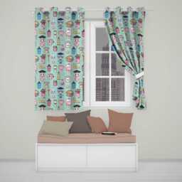 Cute Kawaii Graduation Student Art Supplies Seamless Pattern Readymade Eyelet Ring Top Thermal 100% Blackout Curtains