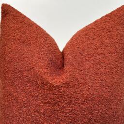 Terracotta Boucle Pillow Cover, Boho Home Decor, Cotton Wool Cushion - thumbnail 3