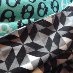 Teal Skulls & Geometric Shapes Flannel Baby Blanket Gender Neutral - thumbnail 3