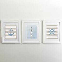 Nautical Wall Art Coastal Nautical Decor Anchor Bathroom Lighthouse Prints Bedroom - thumbnail 2