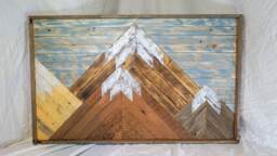 Reclaimed Wood Mountain View Wall Art - thumbnail 1
