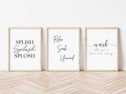 Bathroom Prints, Splish Splash, Set Of 3, Relax Soak Unwind, Wash Your Worries Wway, Wall Art, Home Decor, Bath Print, Poster, A4 - thumbnail 1