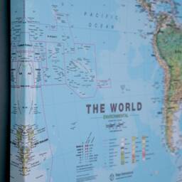 Canvas Environmental Terrain Map Of The World Print - Home Decor, Child's Room, Learning, World Map, Wall Push Pin Map - thumbnail 2