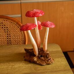 Wooden Mushroom 9.5 Inch/24 cm, Personalized Statue, Carving, Home Decor, Room Living Room, Office Gift Idea - thumbnail 3