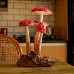 Wooden Mushroom 9.5 Inch/24 cm, Personalized Statue, Carving, Home Decor, Room Living Room, Office Gift Idea - thumbnail 4