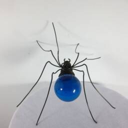 Simple Cerulean Blue Spider Upcycled Art - thumbnail 3