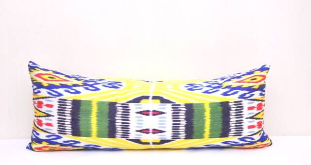 Ikat Lumbar Pillow Cover, Long Body Pillow, Colorful Home Decor - image 1