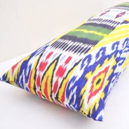 Ikat Lumbar Pillow Cover, Long Body Pillow, Colorful Home Decor - thumbnail 2