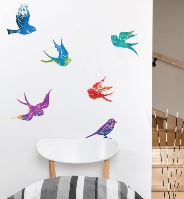 Zen Birds - Set Of 6 Wall Sticker Decal - Illustration Stickers, Animals Decals, Home Decor, Art