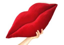Shaped Handmade Hot Lips Pillow/Cushion. Home Decor. Red Velour Velvet. Decorative Luxurious Gift - thumbnail 1