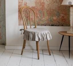 Linen Chair Slip Cover-Natural Linen Seat Cushion - Cover With Soft Padding Inside- Round Protection - thumbnail 1