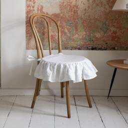 Linen Chair Slip Cover-Natural Linen Seat Cushion - Cover With Soft Padding Inside- Round Protection - thumbnail 2
