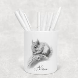 Personalised Pencil Drawing Sketched Squirrel Pot, Ideal Gift, Birthday - thumbnail 4