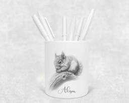 Personalised Pencil Drawing Sketched Squirrel Pot, Ideal Gift, Birthday - thumbnail 1