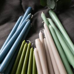 Tall Taper Candles - Wedding Dinner Candle Pastel Blue Olive Green Natural Powder Jade Pink Colourful Stick Pack - thumbnail 1