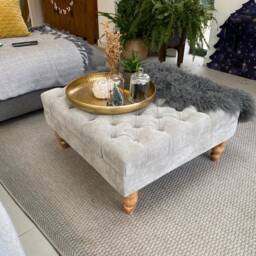 Handmade Thick Cushioned Square Chesterfield Footstool Footrest Coffee Table - thumbnail 2