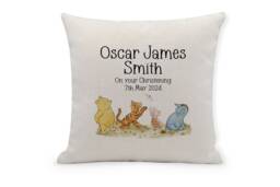 Winnie The Pooh Christening Cushion, Personalised Nursery Keepsake, Gift, Family Keepsake - thumbnail 1