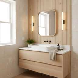 Square Bathroom Wall Mirror, Solid Wood Oak Or Walnut Frame, Modern Vanity Mirror - thumbnail 2