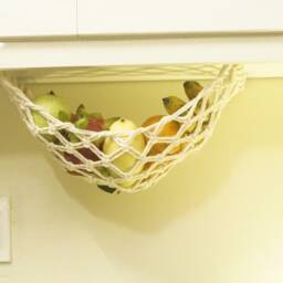 Macrame Fruit Hammock Hanging Veggie Basket, Kitchen Space Saver - thumbnail 3