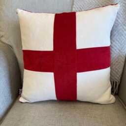 Luxury Velvet England Flag Cushion Cover 43x43cm - Handmade World Cup Scatter Pillow With Feather Inner Made in UK Only - thumbnail 2
