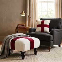 Luxury Velvet England Flag Cushion Cover 43x43cm - Handmade World Cup Scatter Pillow With Feather Inner Made in UK Only - thumbnail 4