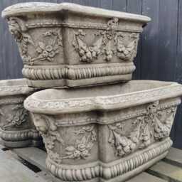 Pair Of Large Veronese Troughs - Reconstituted Stone Planter Urn Garden Ornament - thumbnail 1