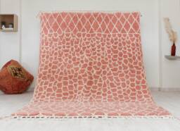 Pink Moroccan Rug - Soft Handmade Custom & White For Living Room Beni Ourain Style Mid Century Modern