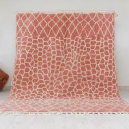 Pink Moroccan Rug - Soft Handmade Custom & White For Living Room Beni Ourain Style Mid Century Modern - thumbnail 2