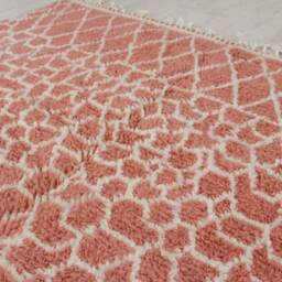 Pink Moroccan Rug - Soft Handmade Custom & White For Living Room Beni Ourain Style Mid Century Modern - thumbnail 4