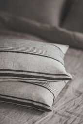French Style Linen Pillowcase - Black Stripes Cushion Cover, Farmhouse Throw Pillow Decorative Euro Sham, Rustic Home Decor - thumbnail 1