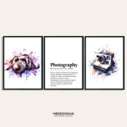 Photography Poster Set - Of 3 Prints - Watercolor Painting Watercolour Picture Photographer Wall Art Photo Gifts Gift For Office - thumbnail 1