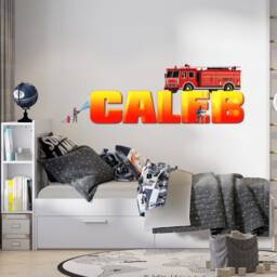 Firefighter Name Wall Sticker Removable Decal Personalized Custom Firetruck Decor Art Boys Room Vinyl Mural - thumbnail 3