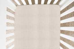 Linen Cotton Blend Crib Sheet Beige & White Stripe, Fits Standard