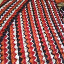 Thick Light Stole Plaid Or Baby Child Blanket Pure Fine Alpaca Wool Colored Crochet Cocooning Afghan Zigzag Handmade 140 X 80 cm - thumbnail 3