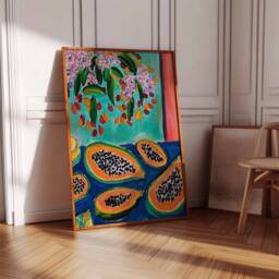 Papaya Poster, Tropical Decor, Fruit Food Kitchen & Drink Art, Wall Lovers Gift - thumbnail 3