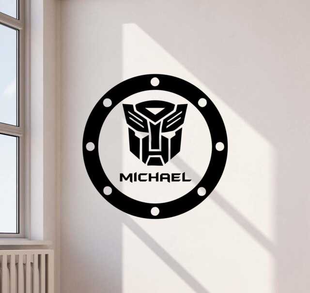 Personalized Autobot Wall Decal Sign Custom Name Transformers Poster Superhero Boy Room Decor Vinyl Sticker Art Print 1014 - image 1