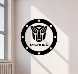 Personalized Autobot Wall Decal Sign Custom Name Transformers Poster Superhero Boy Room Decor Vinyl Sticker Art Print 1014