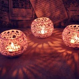 5 Wedding Table Centerpiece Votive Holders Lace Candle Set Of 5, Lighting, Lilac Decor, Party Decoration - thumbnail 2