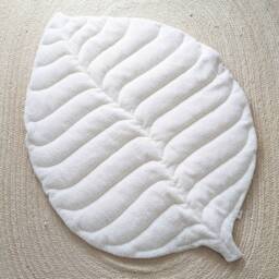 Large Leaf Playmat From Faux Fur, Milk Color - Baby Play Mat - thumbnail 3