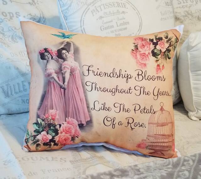 Vintage Victorian Friend Gift Pillow, Special Handmade For A Friend, Thinking Of You, Birthday, Or Christmas Gift, in The Usa - image 1