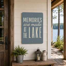 Memories Are Made At The Lake Metal Sign, Quote Wall Art, Family Decor, Cabin Memory Waterfront Gift Idea - thumbnail 2