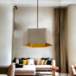New Luxury Premium Quality Mink Hexagon Velvet Lamp Shade Pendant Light Neutral With Metallic Lining - thumbnail 3