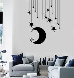 Wall Vinyl Decal Romantic Bedroom Stars Moon Cool Kids Decor Mural Art 1481Dz - thumbnail 1