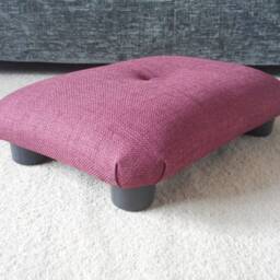 Plum Linen Look Footrest Handmade Upholstered Foot Stool With Button, L - thumbnail 2