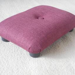 Plum Linen Look Footrest Handmade Upholstered Foot Stool With Button, L - thumbnail 4