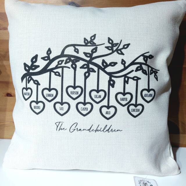 Family Tree Cushion/Cover For Fathers Day, Custom Cushion Cover, Day Gift 40cm X 40cm, For Grandad, Dad Daddy - image 1