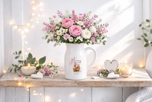 Personalised Gift For Mum Vase, Mum, Mom Bear Vase Gift, Mum Gifts, Mummy For Her, Ceramic Mug, Teddy Bear - image 1